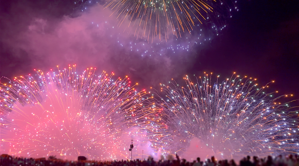 諏訪湖祭湖上花火大会 水上スターマイン
