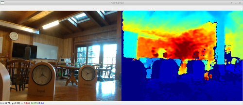 RGB カメラと Depth カメラの映像