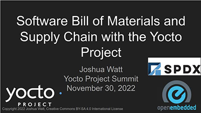 SBoMs and Supply Chain with the Yocto Project