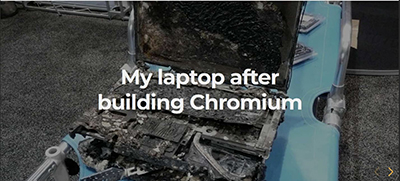 Chromium の構築中に火を噴いた LapTop